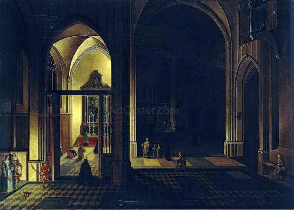  The Elder Peeter Neeffs Interior of a Gothic Church - Canvas Art Print