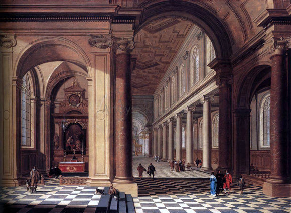  Gerard Houckgeest Interior of an Imaginary Catholic Church in Classical Style - Canvas Art Print