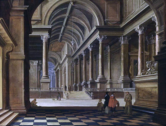  Bartholomeus Van Bassen Interior of an Imaginary Church - Canvas Art Print