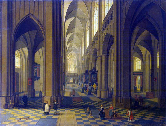  The Younger Peeter Neeffs Interior of the Antwerp Cathedral - Canvas Art Print