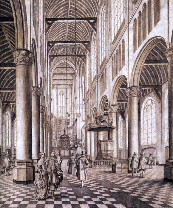  Johannes Coesermans Interior of the Nieuwe Kerk, Delft - Canvas Art Print