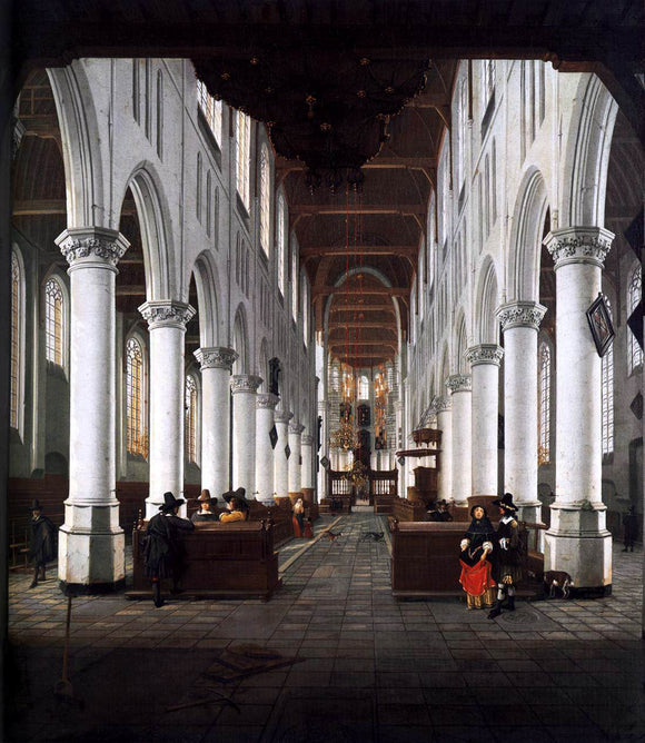  Hendrick Cornelisz Van Vliet Interior of the Nieuwe Kerk, Delft, from beneath the Organ Loft at the Western Entrance - Canvas Art Print