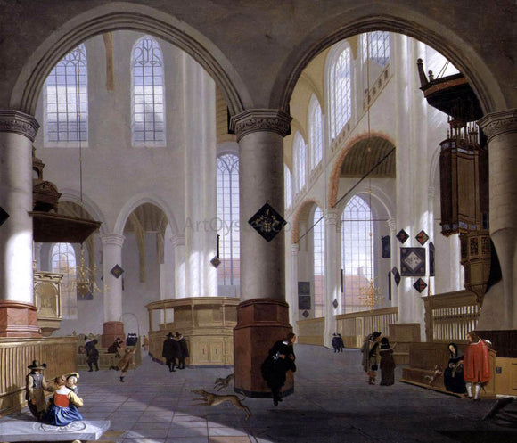  Cornelis De Man Interior of the Oude Kerk, Delft - Canvas Art Print
