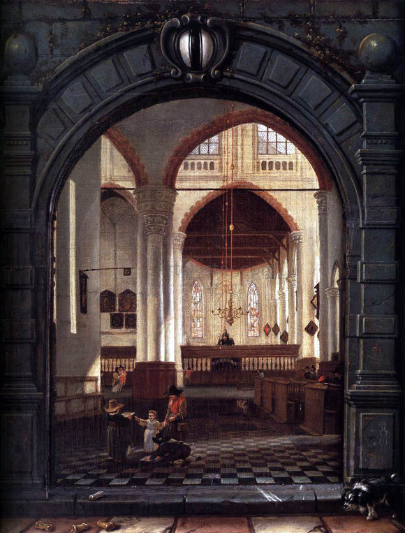  Louys Aernoutsz Elsevier Interior of the Oude Kerk, Delft, Seen Through a Stone Archway - Canvas Art Print