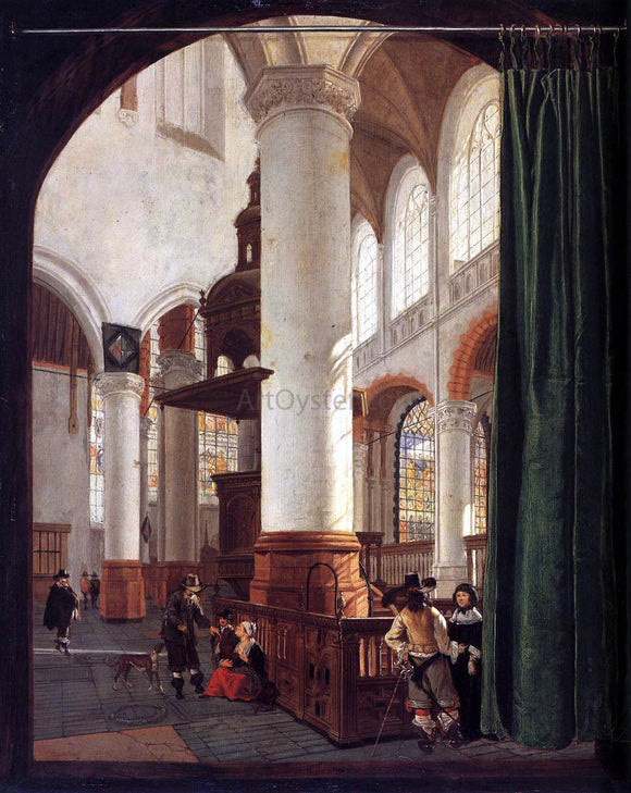  Gerard Houckgeest Interior of the Oude Kerk, Delft, with the Pulpit of 1548 - Canvas Art Print