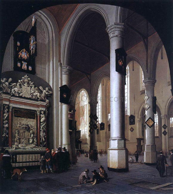  Hendrick Cornelisz Van Vliet Interior of the Oude Kerk, Delft, with the Tomb of Admiral Tromp - Canvas Art Print