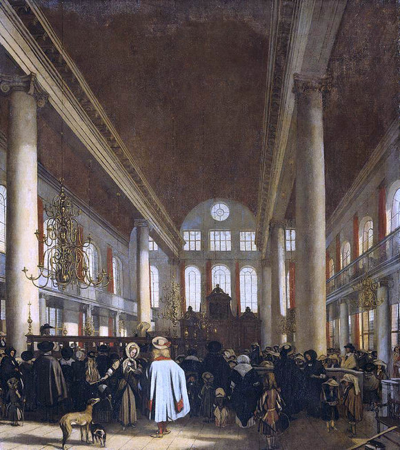  Emanuel De Witte Interior of the Portuguese Synagogue in Amsterdam - Canvas Art Print