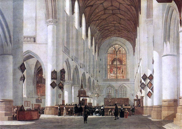  Job Adriaensz Berckheyde Interior of the St Bavo Church at Haarlem - Canvas Art Print