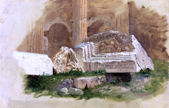  Frederic Edwin Church Interior of the Temple of Bacchus, Baalbek, Syria - Canvas Art Print
