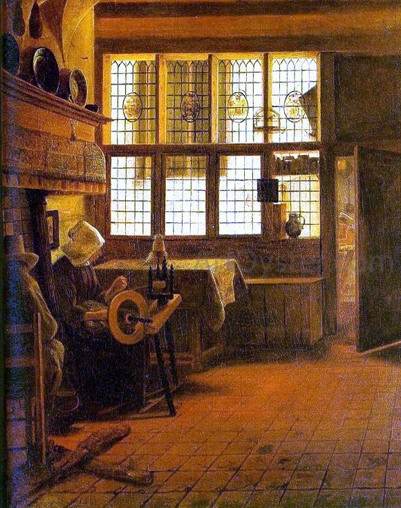  Esaias Boursse Interior with a Woman at a Spinning Wheel - Canvas Art Print