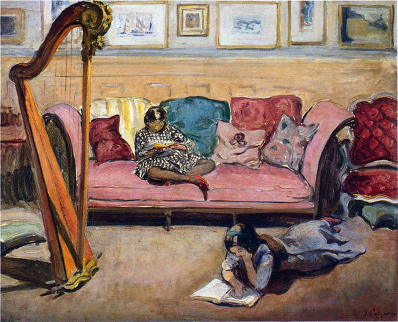  Henri Lebasque An Interior with Harp - Canvas Art Print