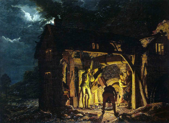  Joseph Wright Iron Forge Viewed from Outside - Canvas Art Print