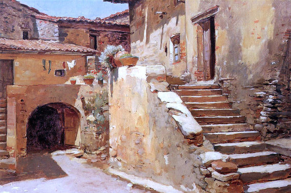  Frank Duveneck An Italian Courtyard - Canvas Art Print
