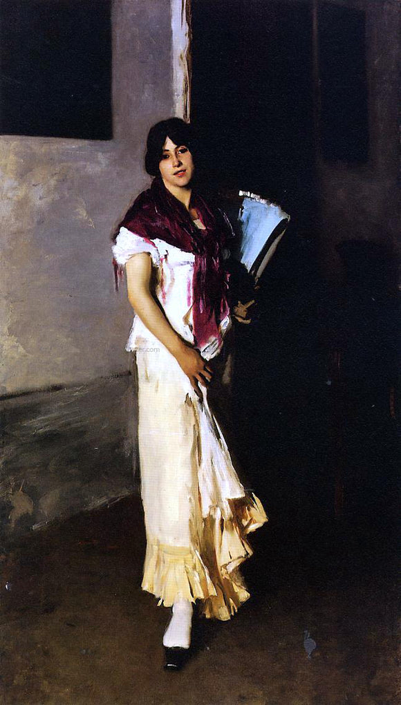  John Singer Sargent Italian Girl with Fan (also known as Venetian Girl with a Fan) - Canvas Art Print