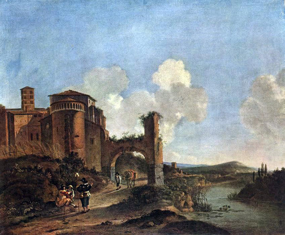  Jan Asselyn Italian Landscape with SS. Giovanni e Paolo in Rome - Canvas Art Print