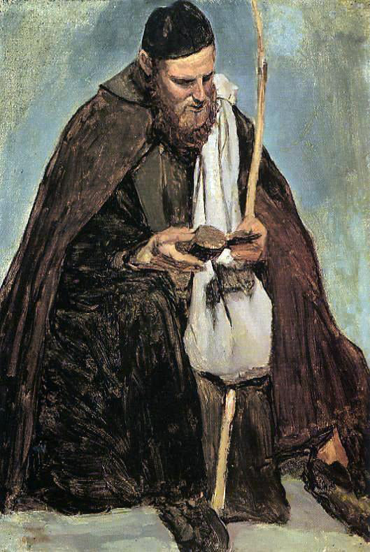  Jean-Baptiste-Camille Corot Italian Monk Reading - Canvas Art Print