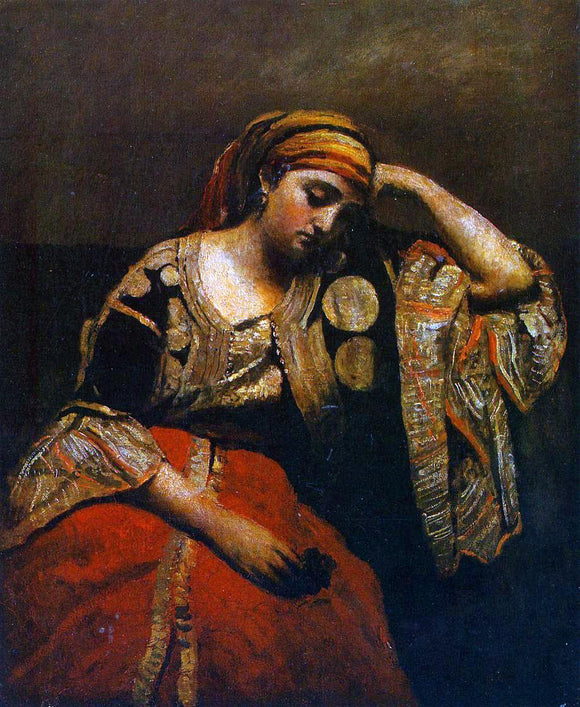  Jean-Baptiste-Camille Corot Italian Woman (also known as Jewish Algerian Woman) - Canvas Art Print