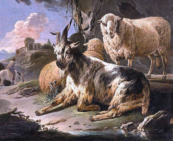  Philipp Peter Roos Italianate Landscape with a Goat and Sheep - Canvas Art Print