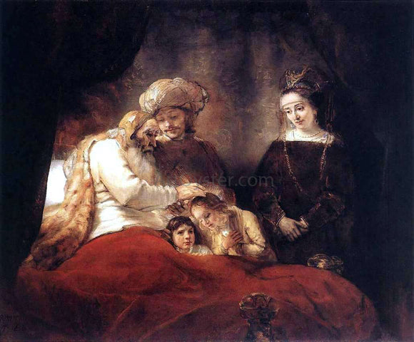  Rembrandt Van Rijn Jacob Blessing the Children of Joseph - Canvas Art Print