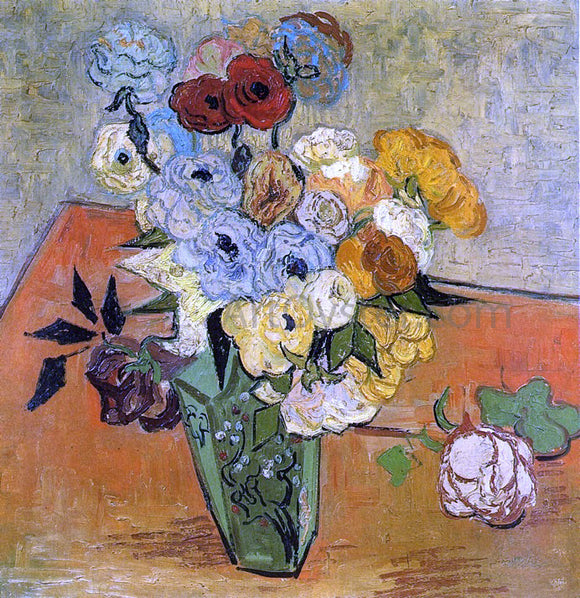  Vincent Van Gogh Japanese Vase with Roses and Anemones - Canvas Art Print