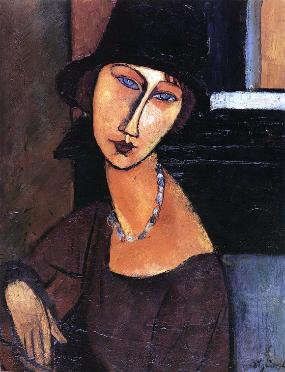  Amedeo Modigliani Jeanne Hebuterne with Hat and Necklace - Canvas Art Print