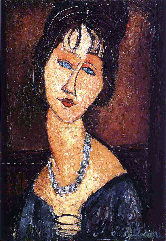  Amedeo Modigliani Jeanne Hebuterne with Necklace - Canvas Art Print