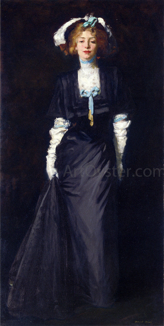  Robert Henri Jessica Penn in Black with White Plumes - Canvas Art Print