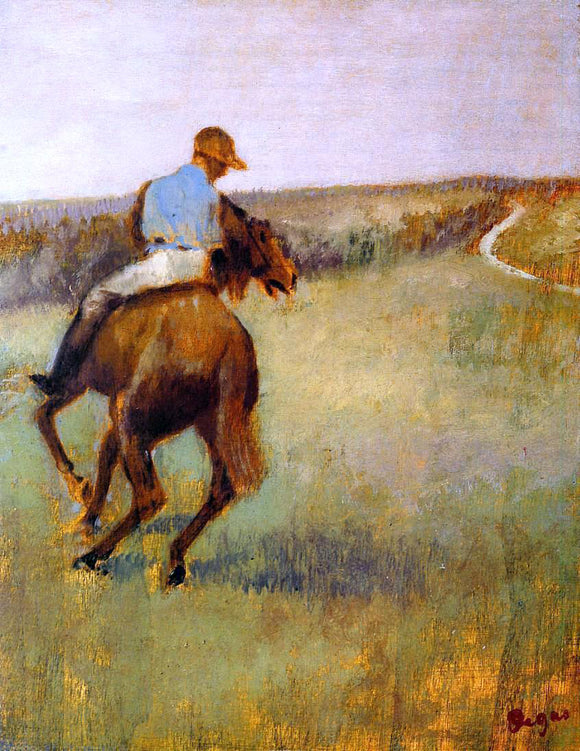  Edgar Degas Jockey in Blue on a Chestnut Horse - Canvas Art Print