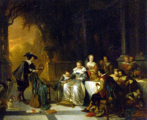  Adrien Ferdinand De Braekeleer John Dryden Reading one of His Poems Before the Court - Canvas Art Print