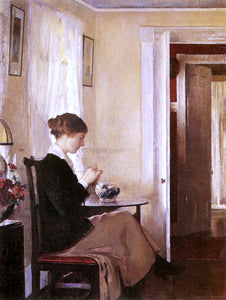  Edmund Tarbell Josephine Knitting - Canvas Art Print