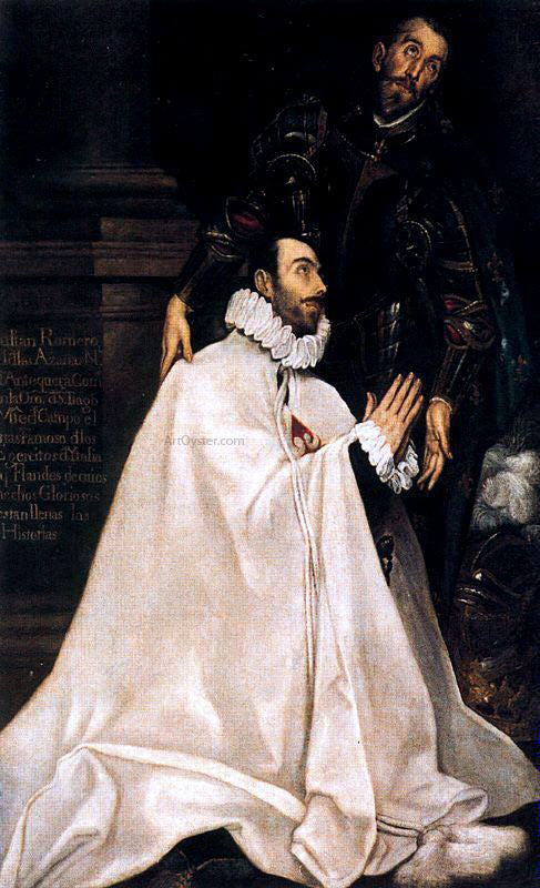  El Greco Julian Romero de las Azanas and his Patron Saint - Canvas Art Print
