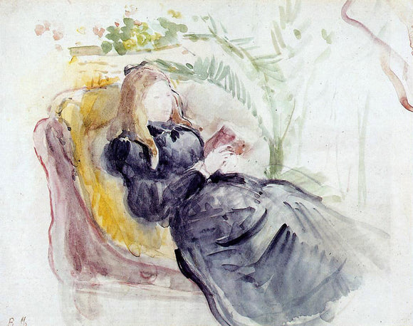  Berthe Morisot Julie Manet, Reading in a Chaise Lounge - Canvas Art Print