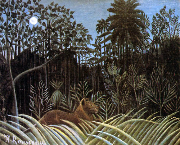  Henri Rousseau Jungle with Lion - Canvas Art Print
