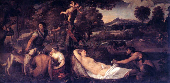  Titian Jupiter and Anthiope (Pardo-Venus) - Canvas Art Print