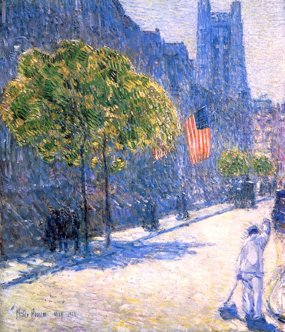  Frederick Childe Hassam Just Off the Avenue, Fifty-Third Street, May, 1916 - Canvas Art Print