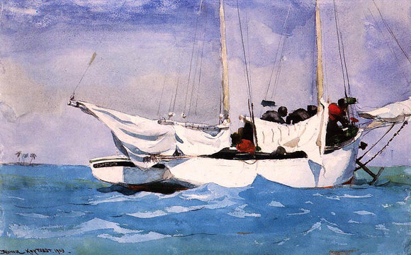  Winslow Homer Key West, Hauling Anchor - Canvas Art Print