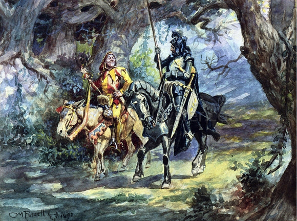  Charles Marion Russell Knight and Jester - Canvas Art Print