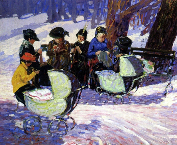  George Luks Knitting for the Soldiers: High Bridge Park - Canvas Art Print