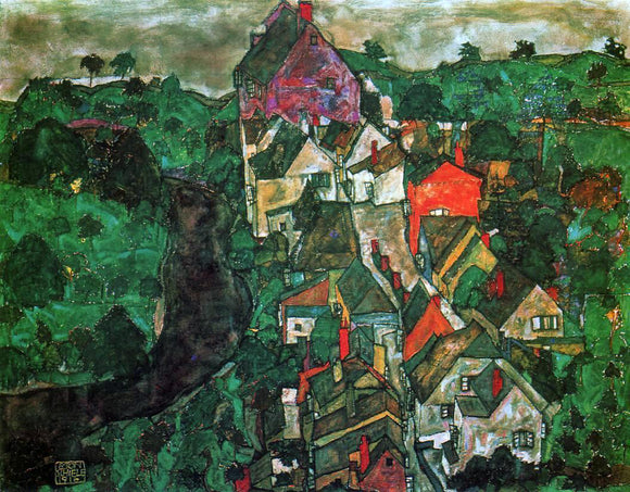  Egon Schiele Krumau Landscape (also known as Town and River) - Canvas Art Print