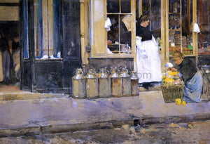  Frederick Childe Hassam La Bouquetiere et la Latiere (also known as Flower Store and Dairy Store) - Canvas Art Print