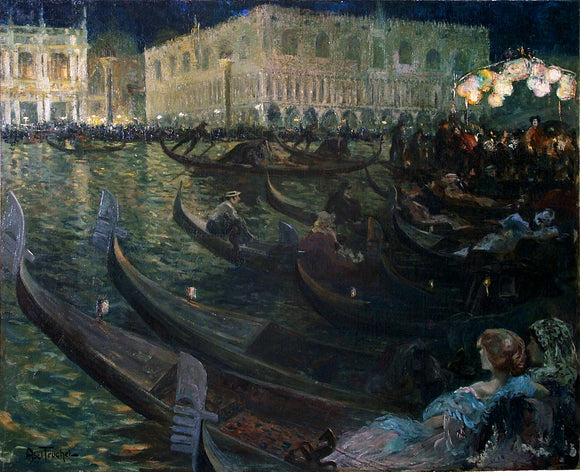  Louis Abel-Truchet La Festa Del Redentore, Venice - Canvas Art Print