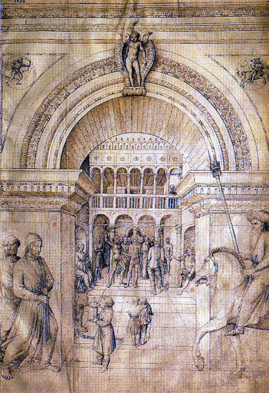  Jacopo Bellini La flagelacion a la luz de las antorchas - Canvas Art Print