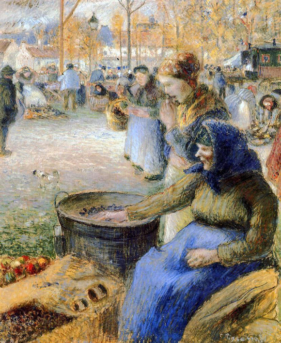  Camille Pissarro La Marchande de Marrons, Fiore de la St. Martin, Pontoise - Canvas Art Print