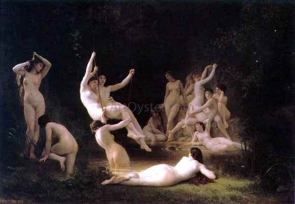  William Adolphe Bouguereau La nymphee (also known as The Nymphaeum) - Canvas Art Print