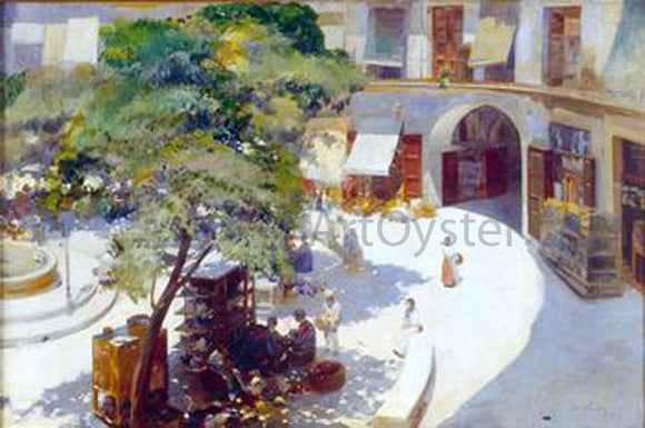  Jose Navarro Llorens La Plaza Redonda - Canvas Art Print