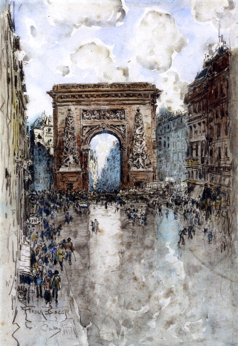  Frank Myers Boggs La Porte St. Denis, Paris - Canvas Art Print