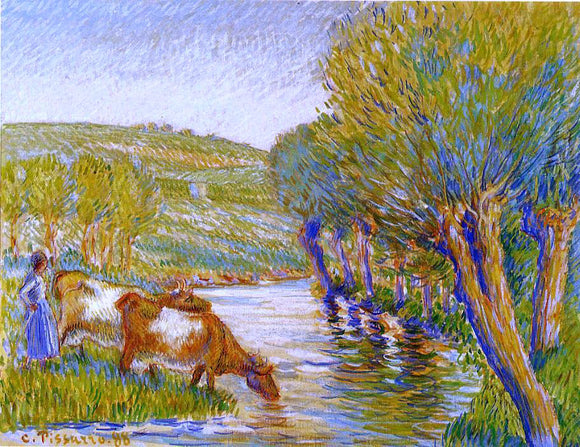  Camille Pissarro La Riviere aux Saules, Eragny - Canvas Art Print