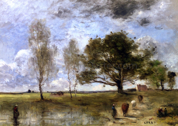  Jean-Baptiste-Camille Corot La Sente aux Vaches - Canvas Art Print