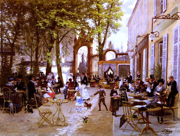  Leon Joseph Voirin La Terrasse Du cafe Du Glacier, Place Stanislas A Nancy - Canvas Art Print