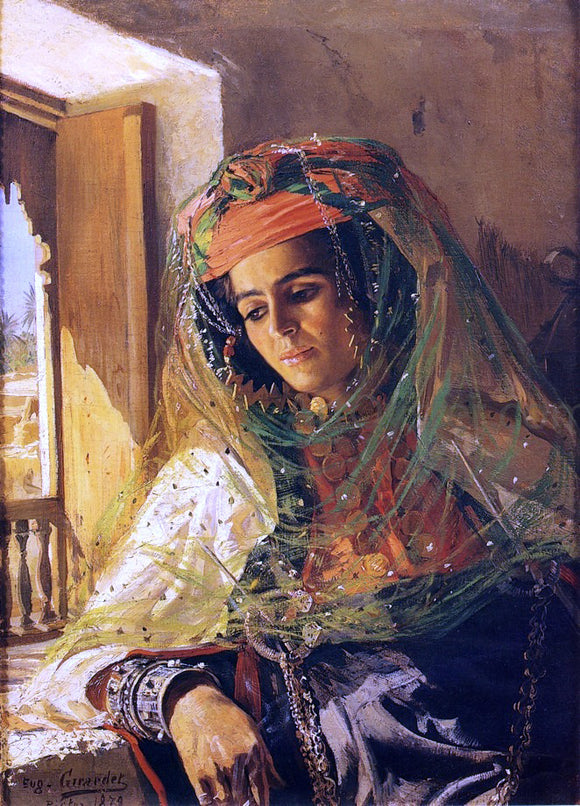  Eugene Alexis Girardet Lady by a Window, Biskra - Canvas Art Print